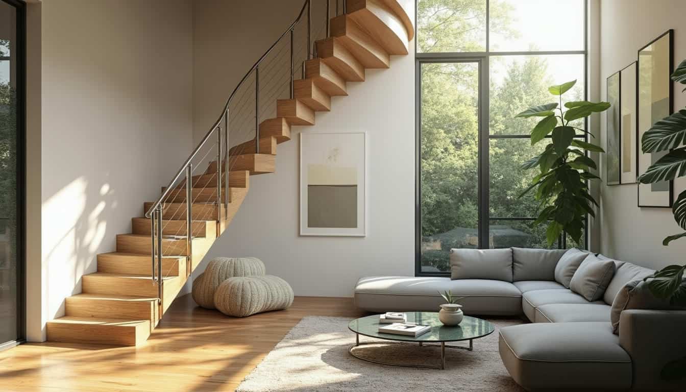Salón con escaleras de caracol